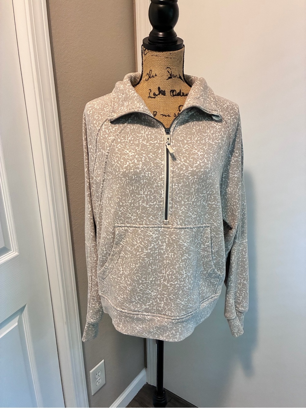 Jockey Women's Heather Beige Quarter-Zip Pullover Hoodie